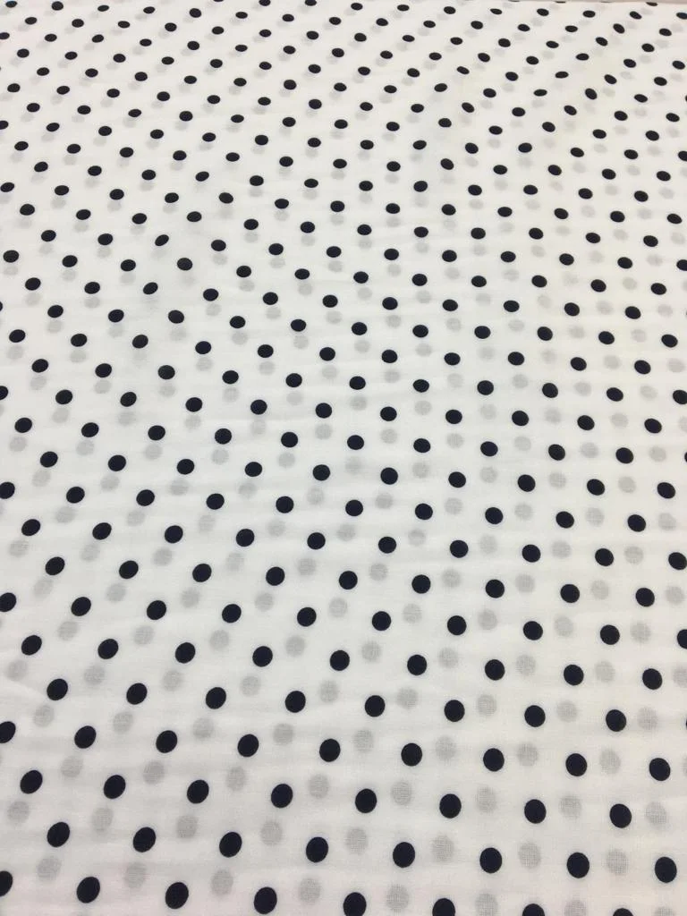 Pamuklu Puantiye Desen Viskon Kumaş Beyaz - Görsel 2