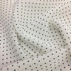 Alternative view of Siyah Puantiyeli Desenli Şifon Kumaş Beyaz