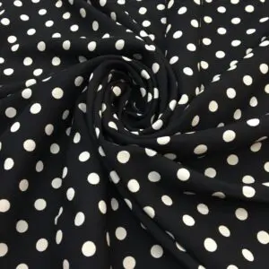 Pamuklu Puantiye Desen Viskon Kumaş Siyah