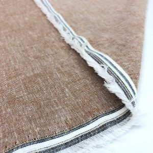 Kendinden Desenli Ham Keten Kumaş Açık Vizon