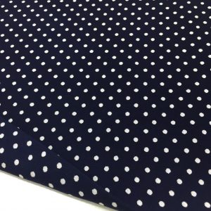 Puantiyeli Pamuklu Viskon Empirme Kumaş Lacivert Beyaz Puantiyeli Pamuklu Viskon Empirme Kumaş Lacivert Beyaz