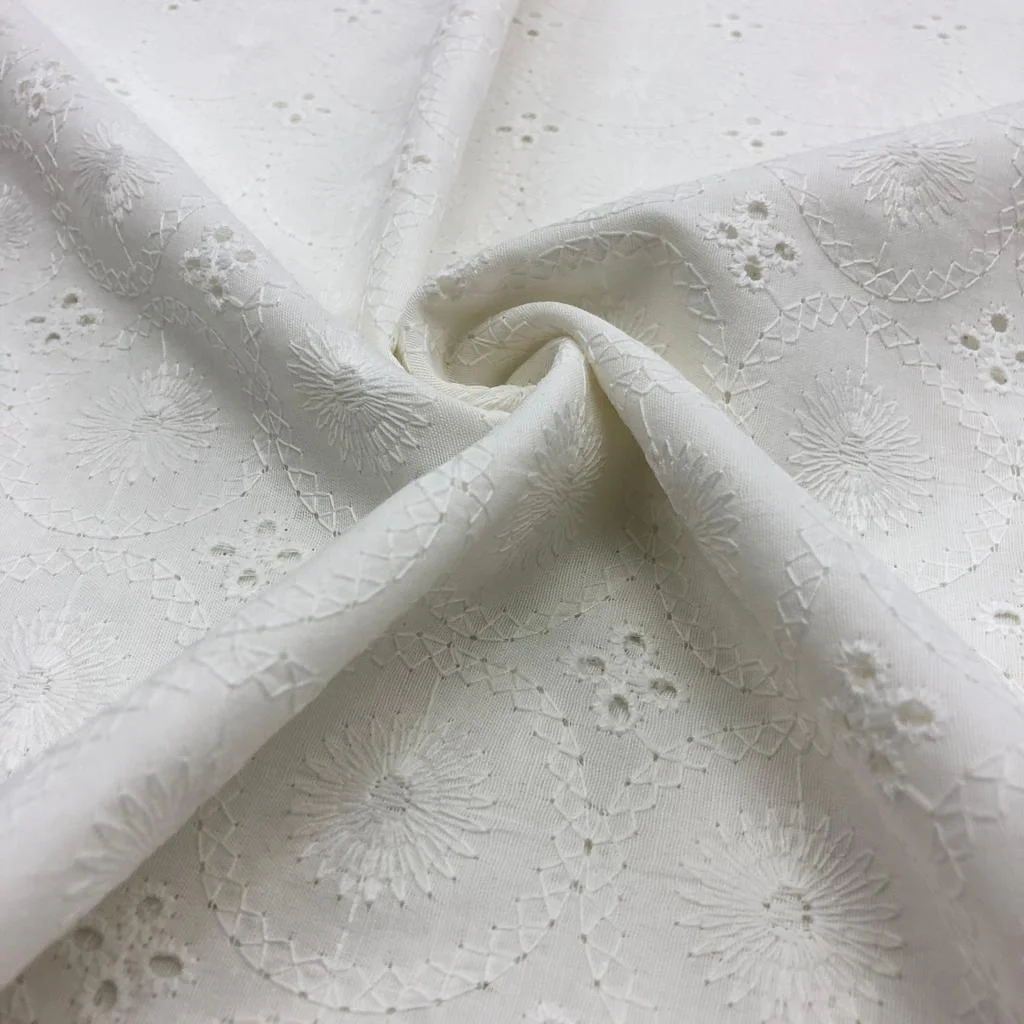 Güneş Desenli Fisto Kumaş Beyaz