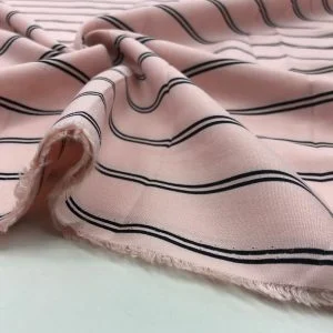 Çizgili Viskon Kumaş Pudra