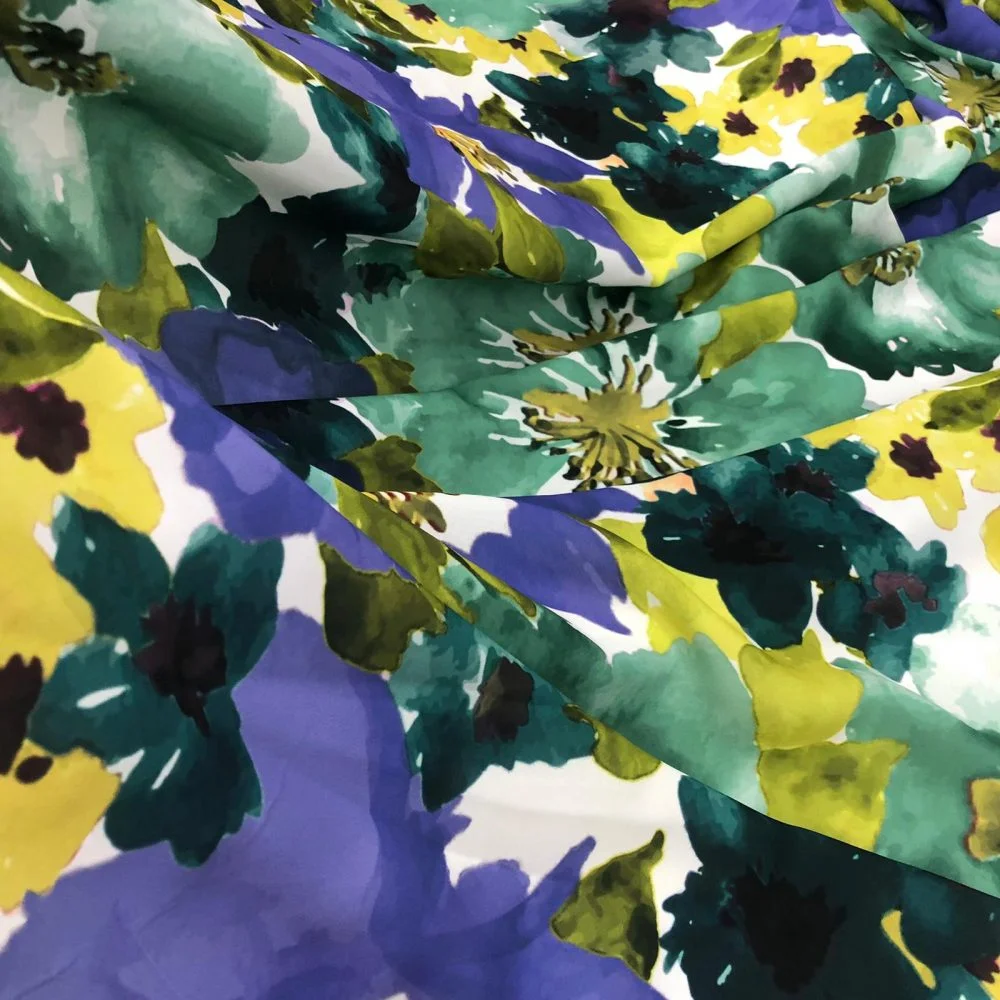 Pastel Renkli Çiçekli Desenli Saten Kumaş - Görsel 2