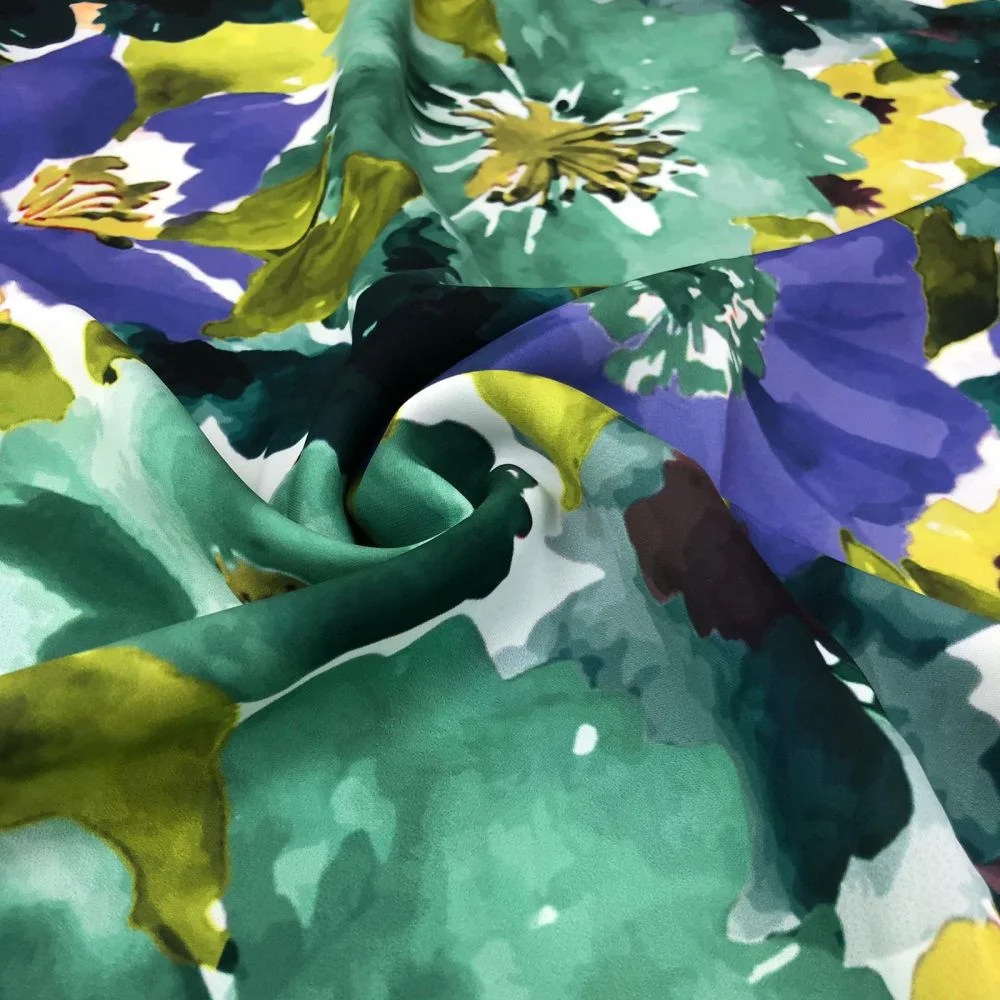 Pastel Renkli Çiçekli Desenli Saten Kumaş - Görsel 3