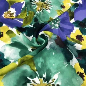 Pastel Renkli Çiçekli Desenli Saten Kumaş