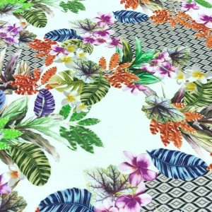 Alternative view of Tropikal Desenli İpek Vual Kumaş