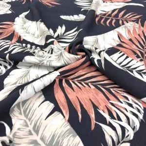 Tropikal Desenli İpek Vual Kumaş