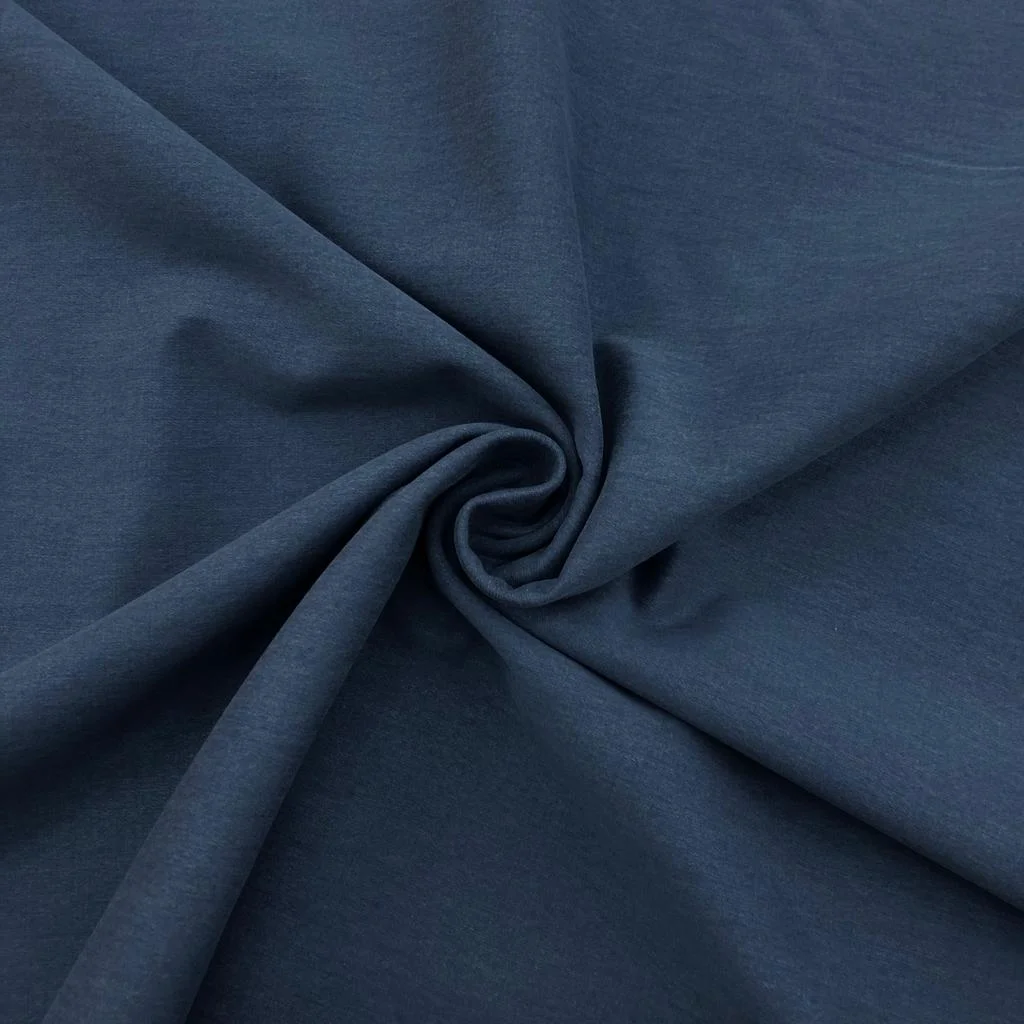 Taşlanmış Pamuk Gabardin Kumaş Denim Mavi