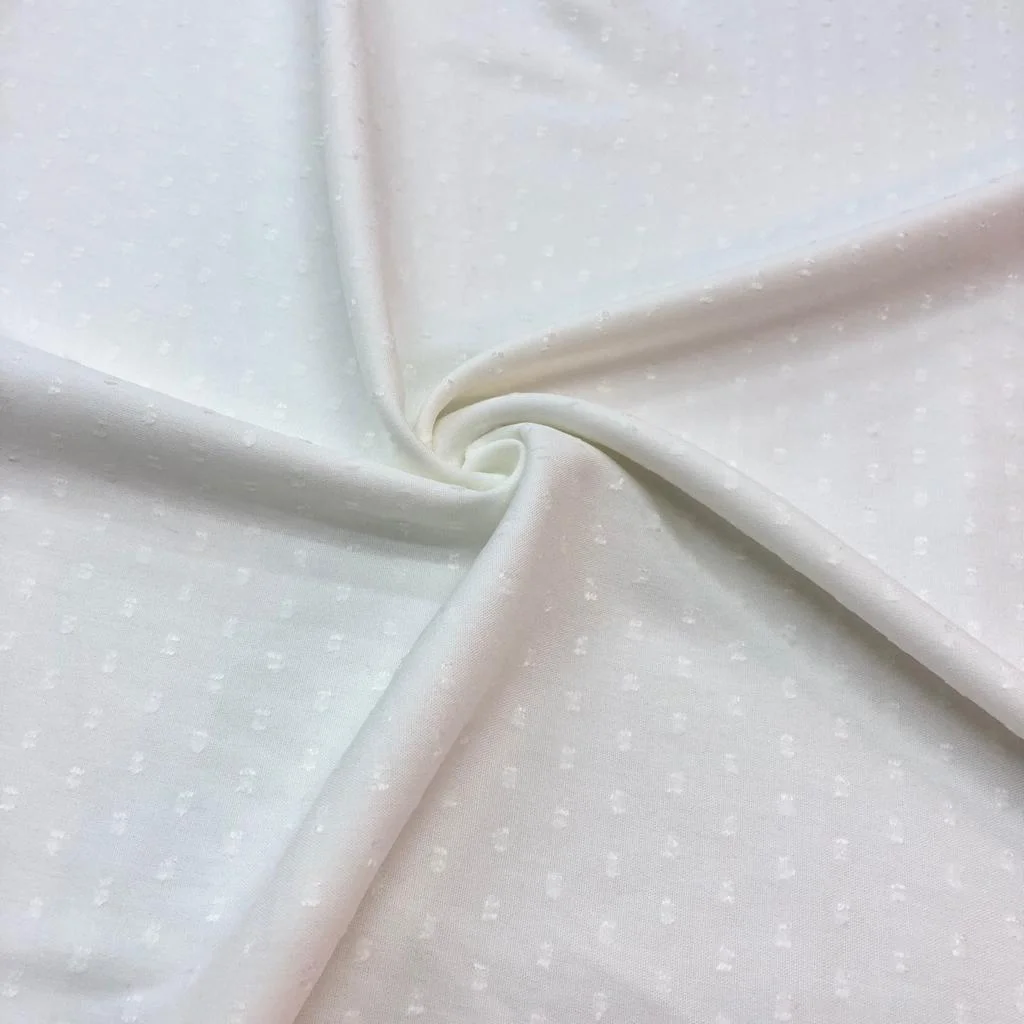 Ponponlu Viskon Kumaş Beyaz