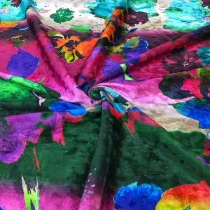 Desenli İpek Kadife Kumaş