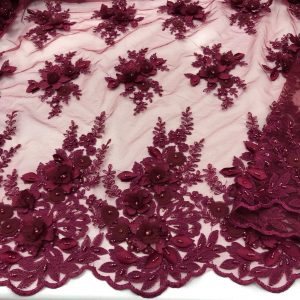 Taş İşlemeli Üç Boyutlu Dantel Kumaş