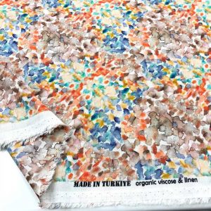 Dijital Desen İpek Keten Kumaş