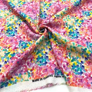 Dijital Desen İpek Keten Kumaş