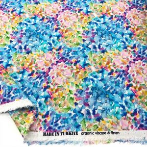 Dijital Desen İpek Keten Kumaş