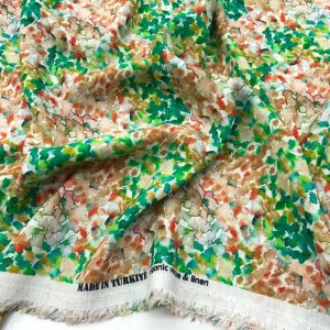 Dijital Desen İpek Keten Kumaş