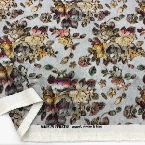 Dijital Desen İpek Keten Kumaş