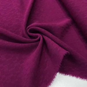 Kendinden Desenli Krep Kumaş Fuşya