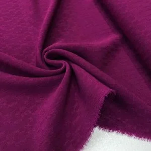 Kendinden Desenli Krep Kumaş Fuşya