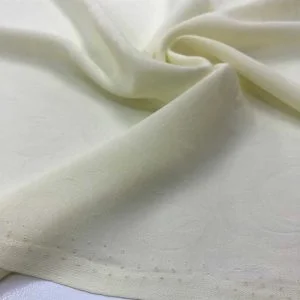 Kendinden Desenli Krep Şifon Kumaş Ekru