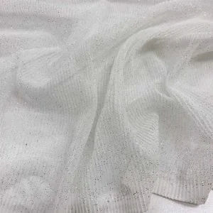 Simli Piliseli Tül Kumaş Beyaz