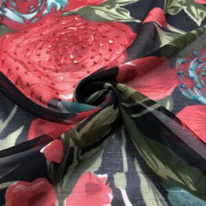 Desenli İpek Şifon Kumaş