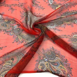 Desenli İpek Şifon Kumaş