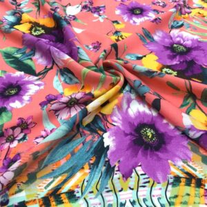 Desenli İpek Vual Kumaş