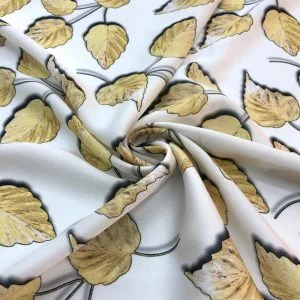Desenli Saten Dokulu Krep Kumaş