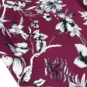 Desenli Saten Dokulu Krep Kumaş