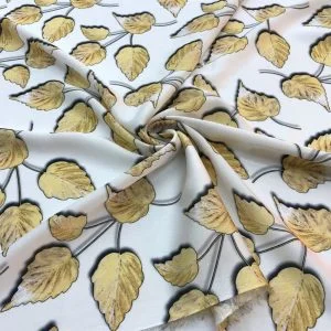 Desenli Saten Dokulu Krep Kumaş