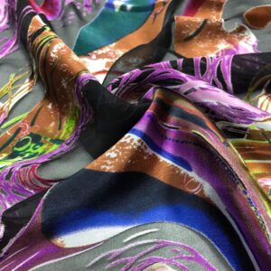 Desenli Yakma İpek Şifon Kumaş