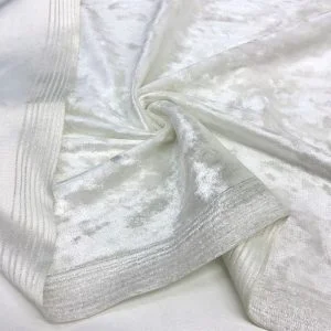 Kedi Bastı Kadife Kumaş Kırık Beyaz