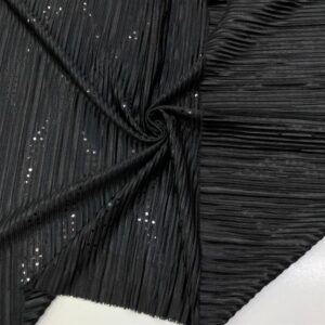 Metalik Örme Pullu Kumaş Siyah