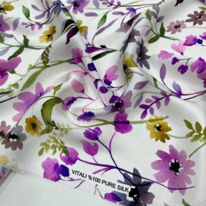 Desenli %100 İpek Saten Kumaş