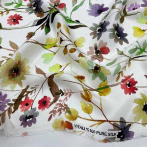Desenli %100 İpek Saten Kumaş