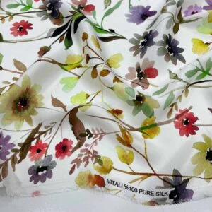 Desenli %100 İpek Saten Kumaş