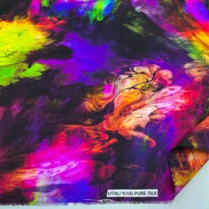 Desenli %100 İpek Saten Kumaş Desenli %100 İpek Saten Kumaş