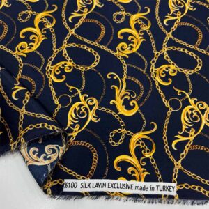 Desenli %100 İpek Saten Kumaş Desenli %100 İpek Saten Kumaş