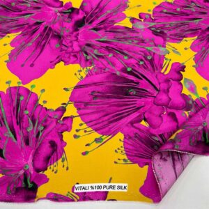 Desenli %100 İpek Saten Kumaş