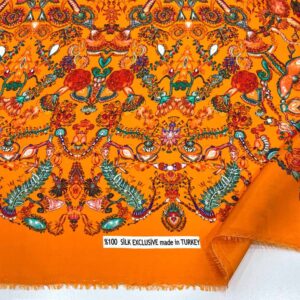 Desenli %100 İpek Saten Kumaş Desenli %100 İpek Saten Kumaş