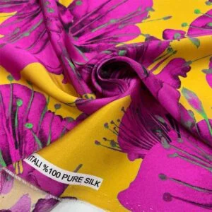 Desenli %100 İpek Saten Kumaş