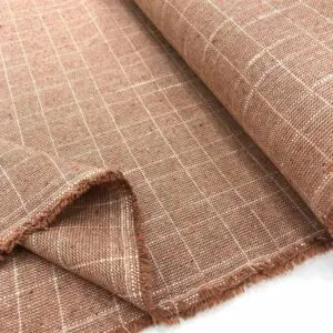 Ekose Pamuk Keten Kumaş Tarçın Rengi