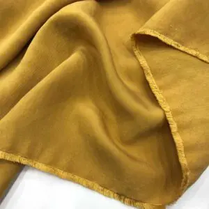 Taşlanmış Keten Kumaş Sarı