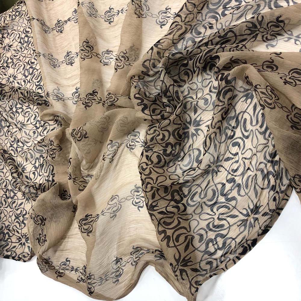 %100 Desenli İpek Şifon Kumaş %100 Desenli İpek Şifon Kumaş