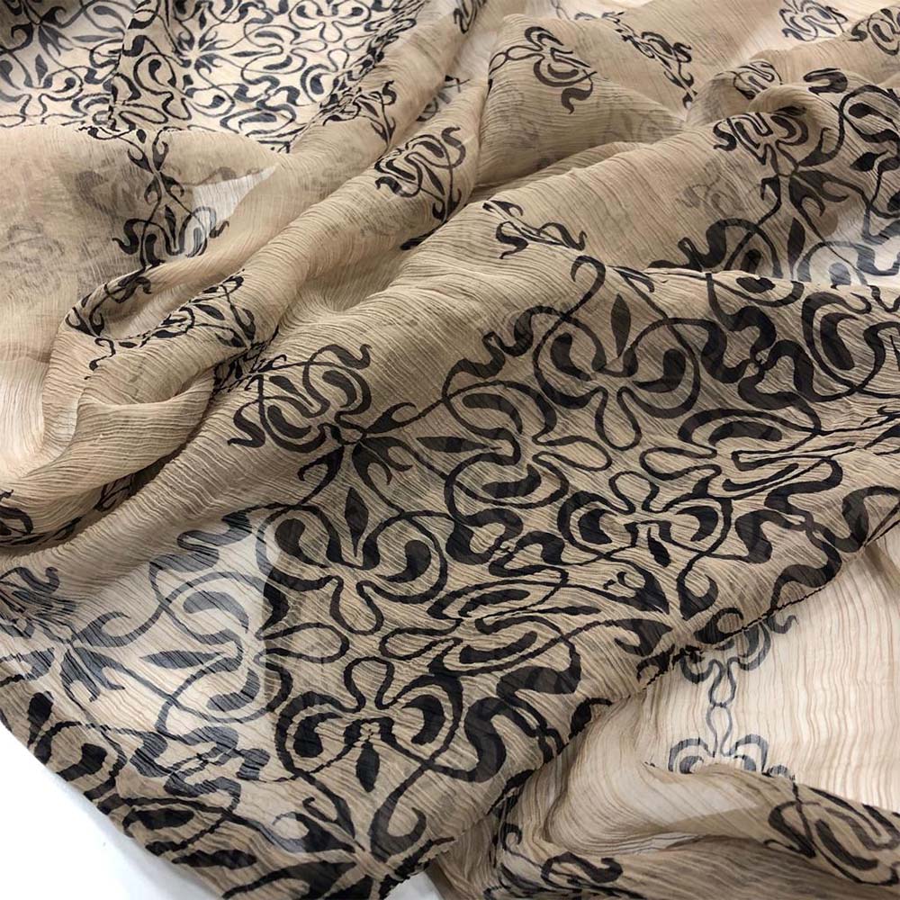 %100 Desenli İpek Şifon Kumaş %100 Desenli İpek Şifon Kumaş