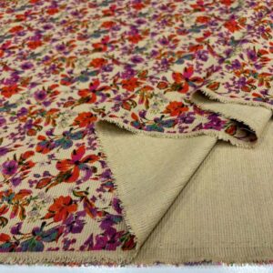Desenli İnce Fitilli Kadife Kumaş