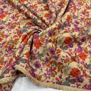 Desenli İnce Fitilli Kadife Kumaş