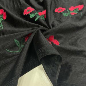 Nakışlı İpek Kadife Kumaş Siyah Nakışlı İpek Kadife Kumaş Siyah