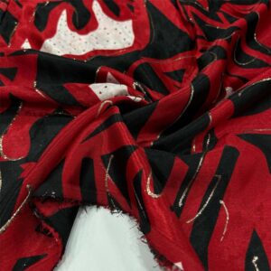 Simli İpek Desenli Saten Kumaş